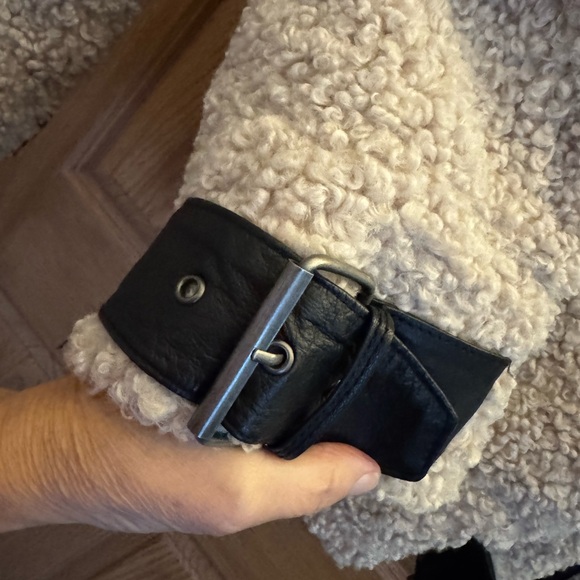 Zara Woman Cream Faux Shearling with Sheep Leather Accents Coat - Picture 7 of 10